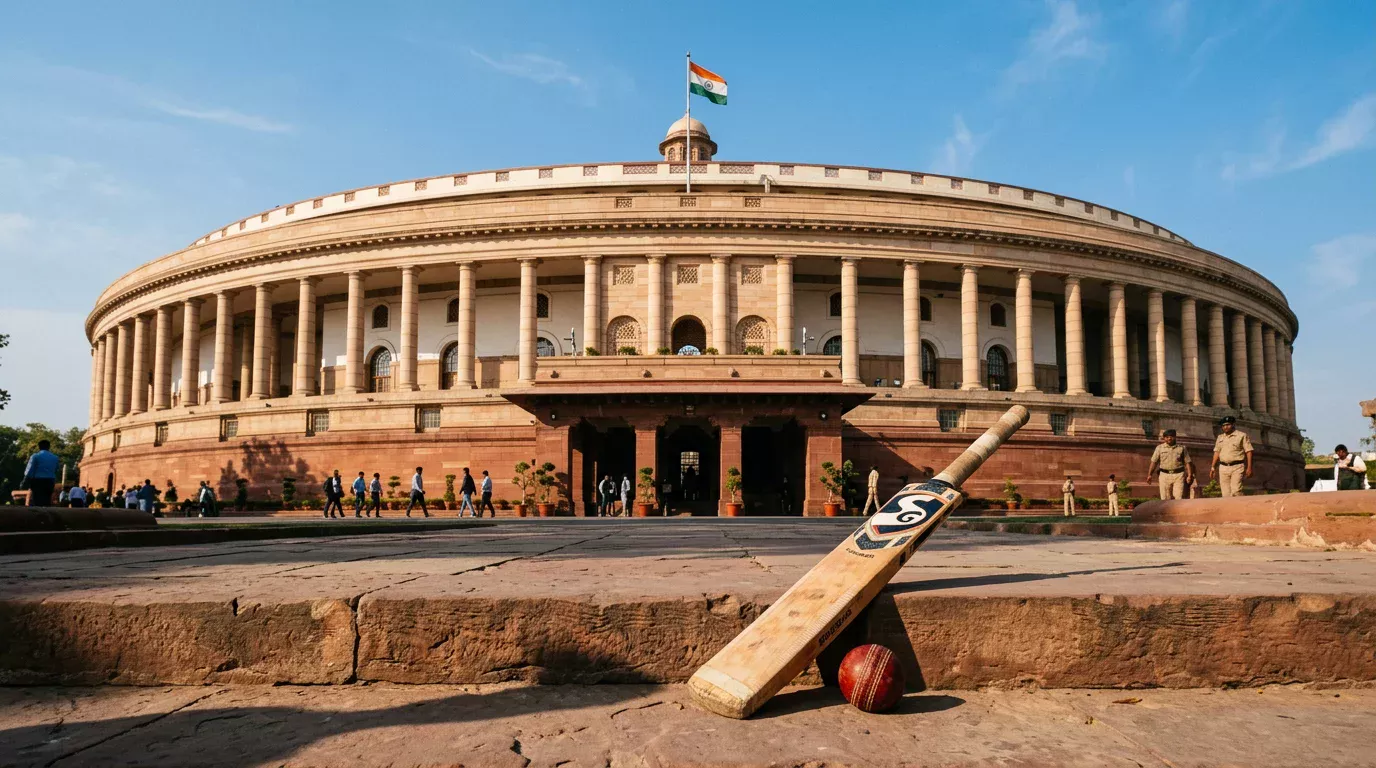 Parlamento de India con símbolos de regulación del juego online
